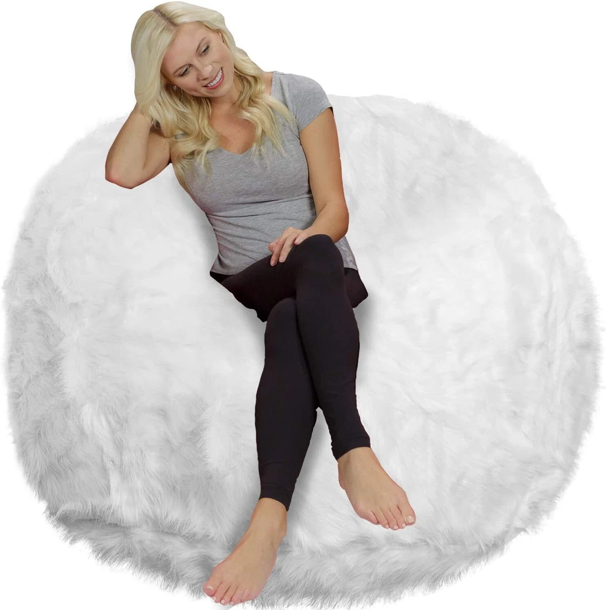 Bean Bag Chair Giant Memory Foam Chair 5 feet Plush Faux Fur Cover