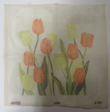 Vintage 1975 TULIPS NEEDLEPOINT CANVAS Only 18" x 18 by CARON 4602 Flowers