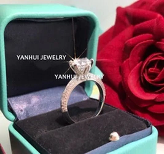 Anillos de circón cúbico de oro blanco para mujer joyería de moda dijes alianza de boda anillo de 3 mm Foto 3 de 4