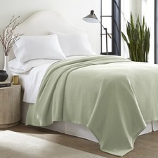100 Cotton Blanket King Size Sage Soft Lightweight 108 x 90 inches