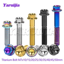 Titanium Bolt M7 Pitch1.0 Flange Hex Head Screw for Motorcycle Bike Ti Fasterner