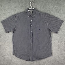 Walt Disney World Shirt Mens Short Sleeve Button Down Blue Mickey Mouse Plaid L