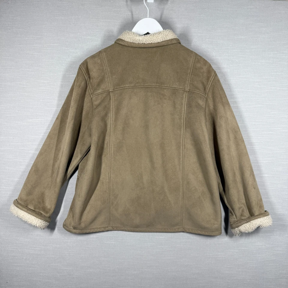 Chaqueta de gamuza Alfred Dunner para mujer 12 Petite beige Sherpa polar acogedora años 90 Y2K Foto 2 de 4