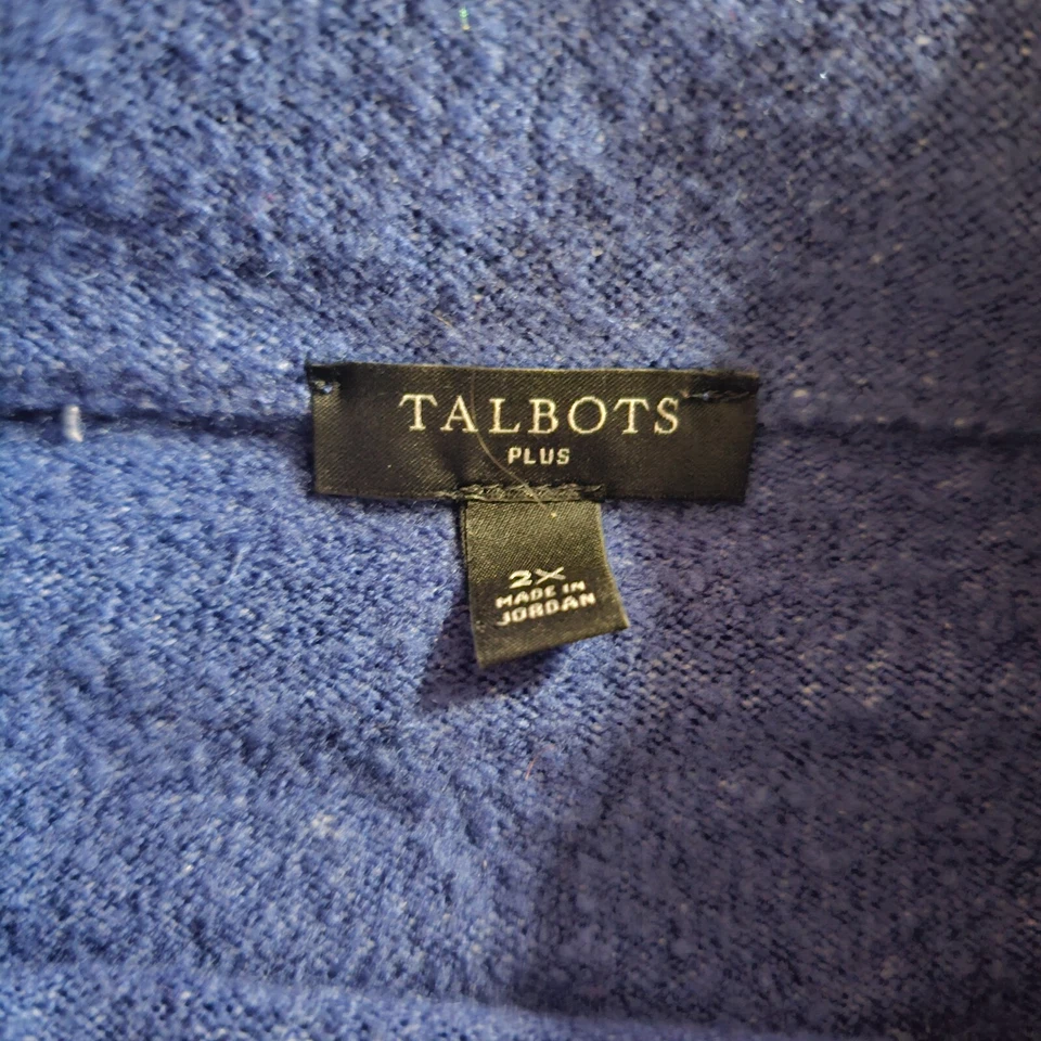 Talbots Sweater Top Womens 2X Blue Turtleneck Buttons 3/4 Sleeve Soft Casual - Image 3 of 4
