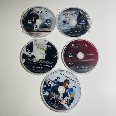 Lot of 5 PS3 Games - Hitman-Callofduty-AssassinsCreed- PSMove-Discs ONLY