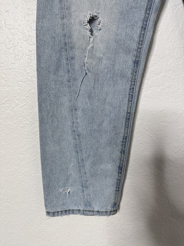 Zara Girls Blue Baggy Jeans Distressed High Rise Denim Straight Leg Size 11-12 - Picture 4 of 5