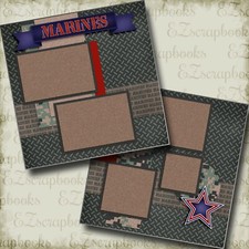 Marines - 2 Premade Scrapbook Pages - EZ Layout 4896