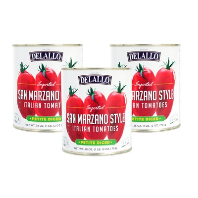 DeLallo San Marzano Style Diced Tomatoes, 28 oz. Can, Product of Italy (3-Pack)