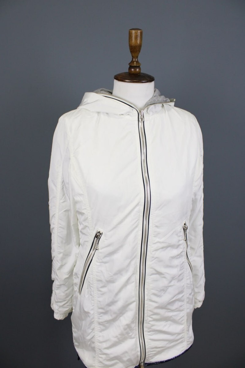 DUVETICA White Lightweight Hooded Full Zip Long Jacket Size 44 | eBay