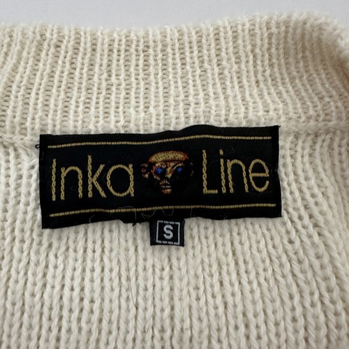 Inka Line Womens Cardigan Sweater Size S Cream Alpaca Wool Knit Open Front Cozy - Picture 6 of 12
