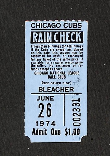 JUNE 26, 1974 NEW YORK METS @ CHICAGO CUBS TICKET STUB - 第 1/2 張圖片