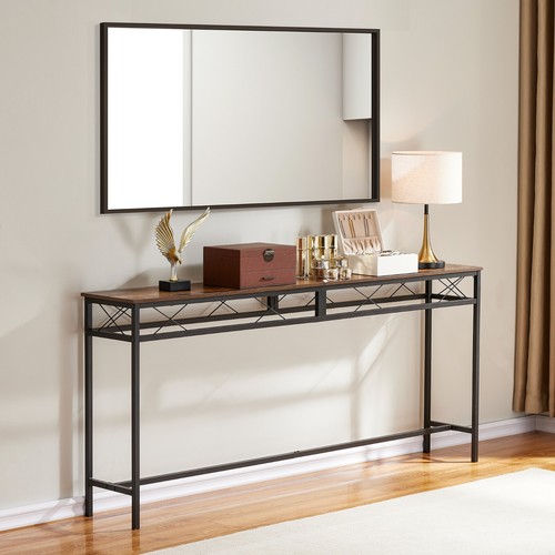 VECELO Console Table w/Power Outlet & USB Port Rectangle Wood Narrow Sofa Table - Picture 30 of 37