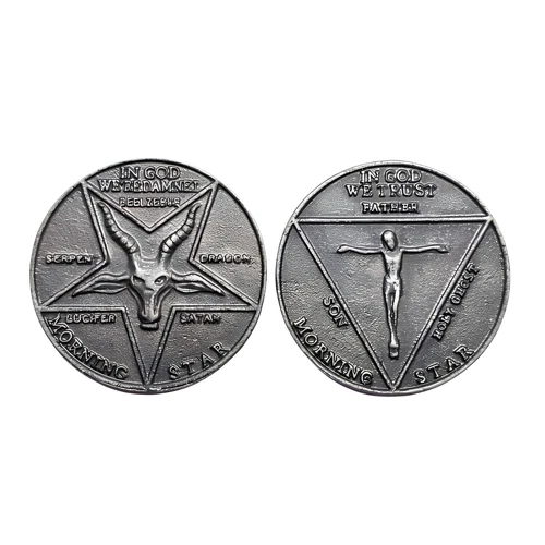 Lucifer Pentecostal Coin Baphomet Yes No Morningstar 32mm Metal Fantasy Coin