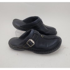 Born black leather buckle clogs Womens 8