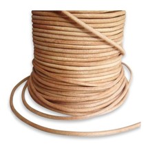 25m Rolle Lederband rund  Ø 1mm  Natur ungefärbt
