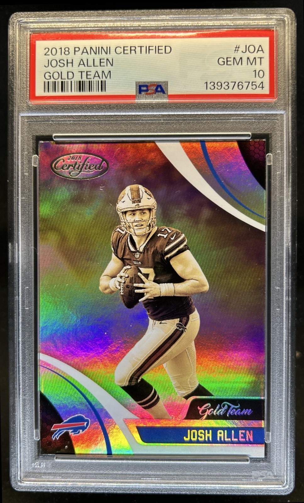 2018 Panini Certified Josh Allen Gold Team Rookie RC #GT-JOA Bills PSA 10