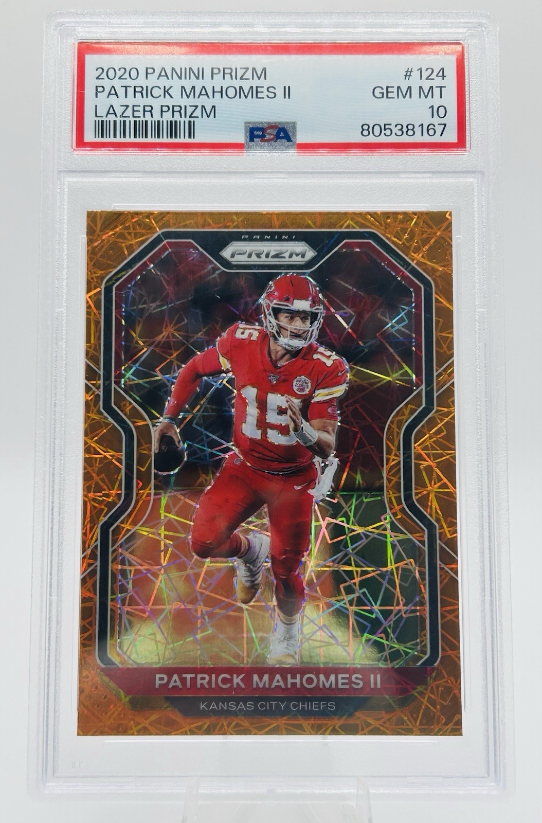 2020 Panini Prizm Patrick Mahomes II #124 Lazer Prizm PSA 10