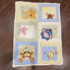Disney Baby Winnie The Pooh Patchwork Plush Blanket Eeyore Tigger Roo Piglet
