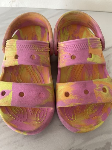 Crocs Marbled Sandale Clog Schuhe Iconic Comfort 207779 Gr. C10 Kind rosa gelb - Bild 17 von 24