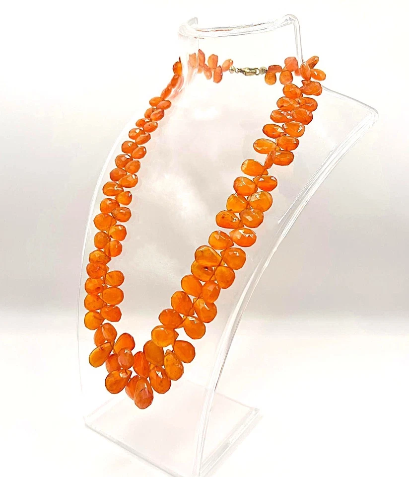 Luxuriöse Karneol Kette – Facettierte Edelsteinkette mit 375er Goldverschluss - Bild 4 von 4