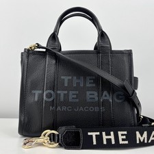 Marc Jacobs El Bolso de Mano Con Logo Correa Cuero Negro Auténtico De Japón