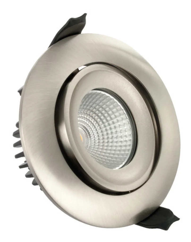 Downlight Silver Luxfire Dimmable Tilt 6w LED IP65 3000K 430lm Integral