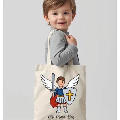 My Mass Bag, St Michael, Tote Bag, Catholic, First Communion, Baptism