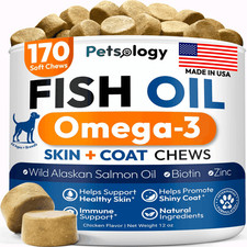 Omega 3 Fish Oil for Dogs  170 Chews  Omega 3 for Dogs Itchy Skin  Allergy