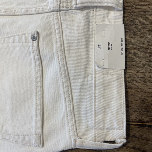 HM Mens Jeans 28x32 White Loose New - Picture 4 of 5
