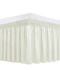 Biscaynebay Wrap Around Bed Skirts for Queen Beds 15" Drop, Ivory Adjustable...