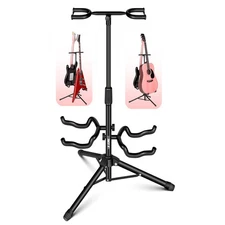 5Core Double Guitar Stand Floor Adjustable w Foam Arm for Acoustic Electric Bass