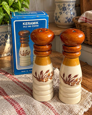 Keramik Salz- & Pfefferstreuer Set 2-tlg Blumenmuster braun/beige Taiwan