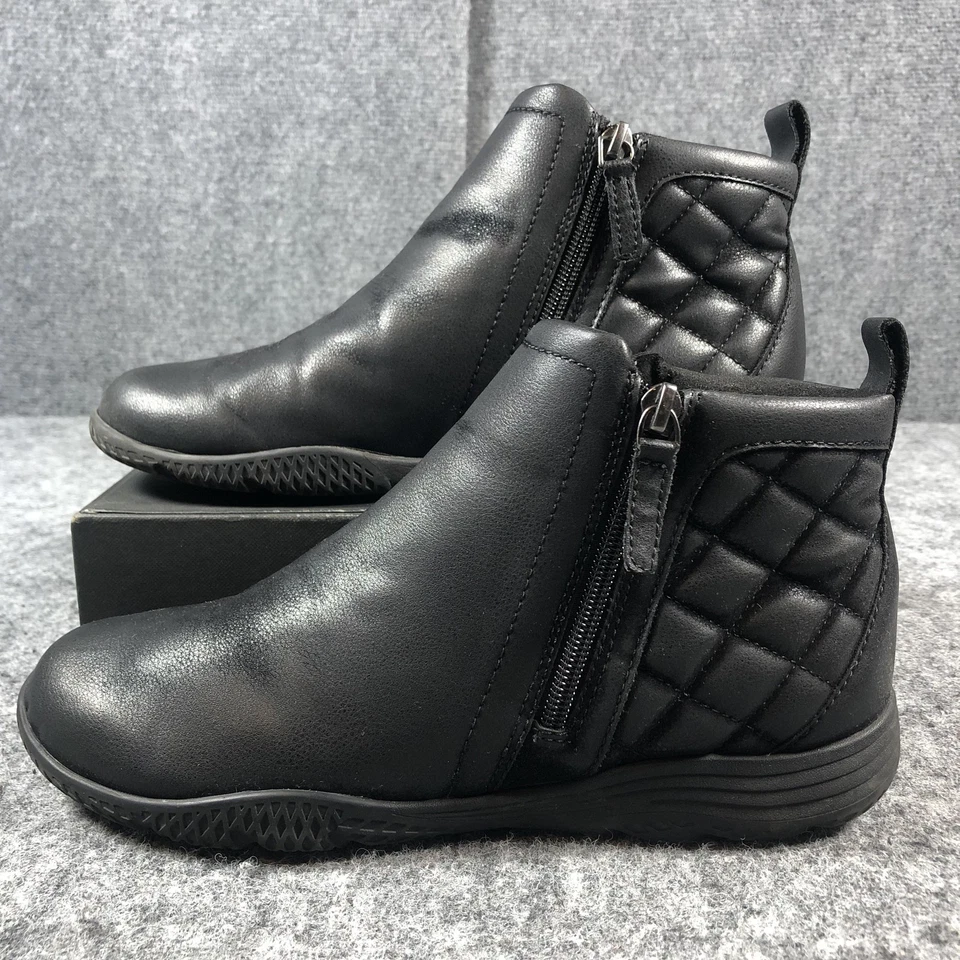 Easy Spirit Ankle Boots Womens Size 8 M Black Quilted Side Zip Comfort SEBRAVEN3 - Image 3 of 4