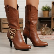 Women 2PCS Gold Western Boot Chain Bracelet Multi Strands Coin Charm Shoe Anklet