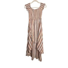 Show Me Your Mumu Sz L Smock Off Shoulder Willa Hi-Low Maxi Dress Stripe