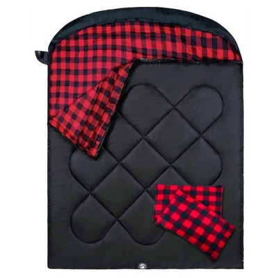 Double Sleeping Bag for Adults with 2 Pillows, Camping Sleeping Bags Flannel ...