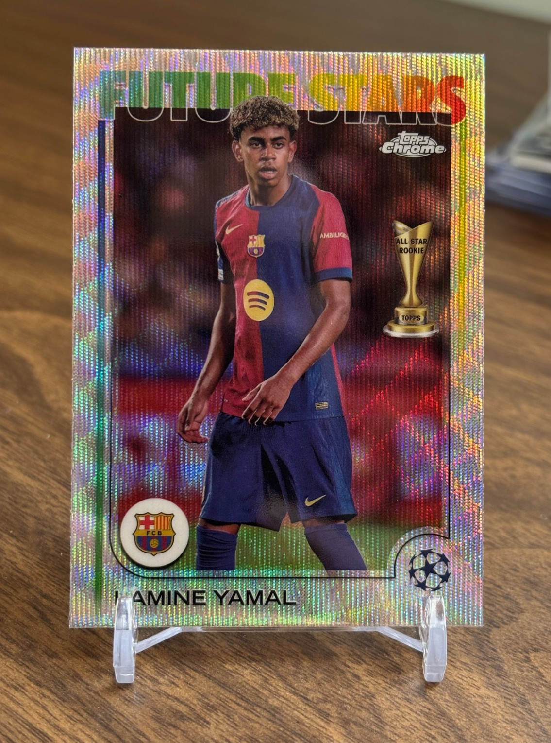 Lamine Yamal 2024 2024-25 Topps Chrome UEFA UCC #27 Wave Refractor
