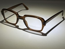 Vintage Military USS Eyeglass Frames 4 1/2-5 3/4 Square Frame Thick Clear Brown