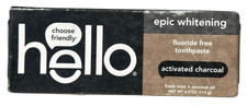 hello Epic Whitening Charcoal Fluoride Free Toothpaste, Charcoal Exp 2/27