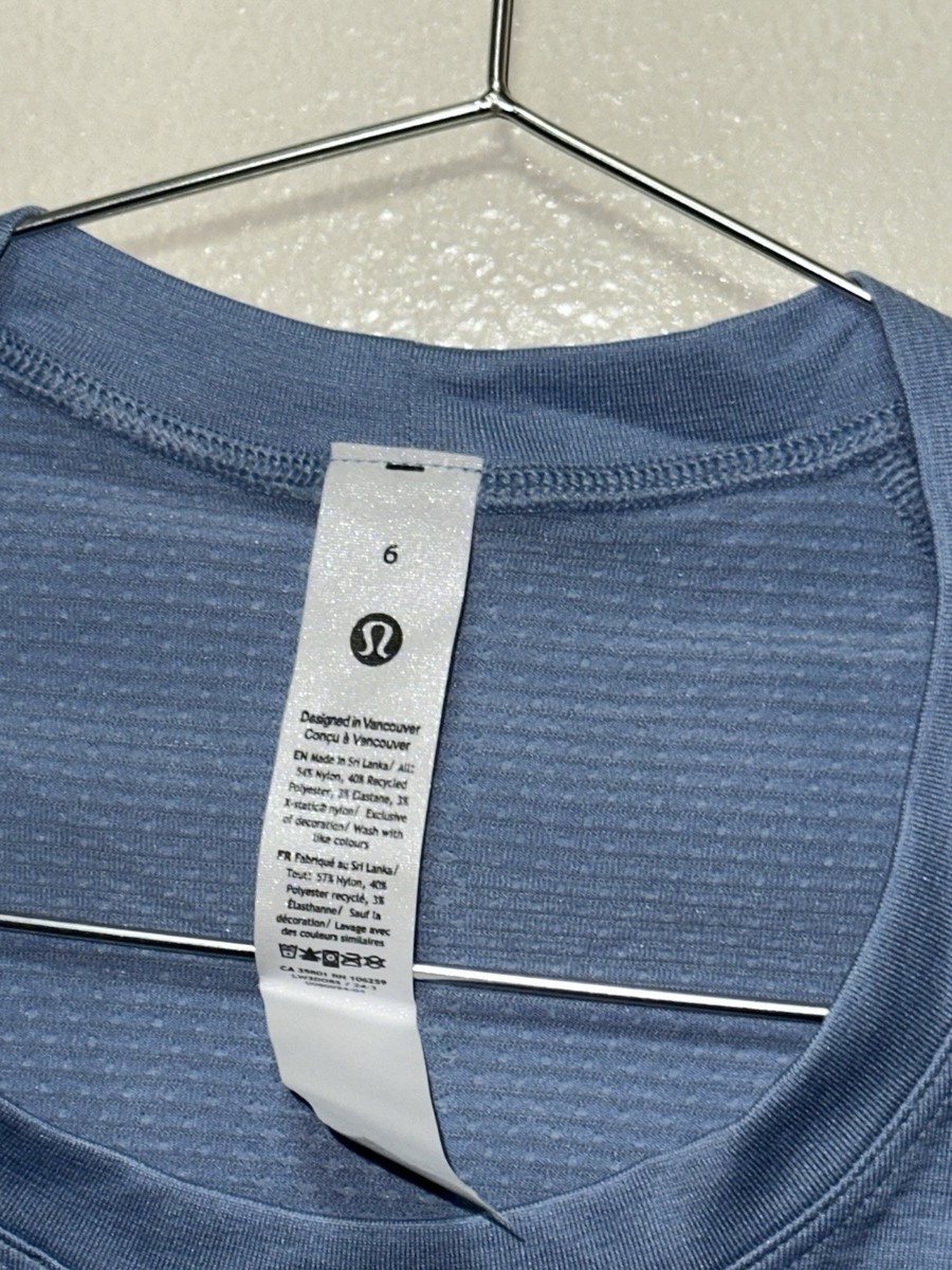 NEW Lululemon Swiftly Tech Long Sleeve 2.0 Race Size 6 BLWL Blue
