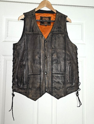 Milwaukee Leather 3540 Men's 'Roulette' Distressed Brown Motorcycle Leather Vest