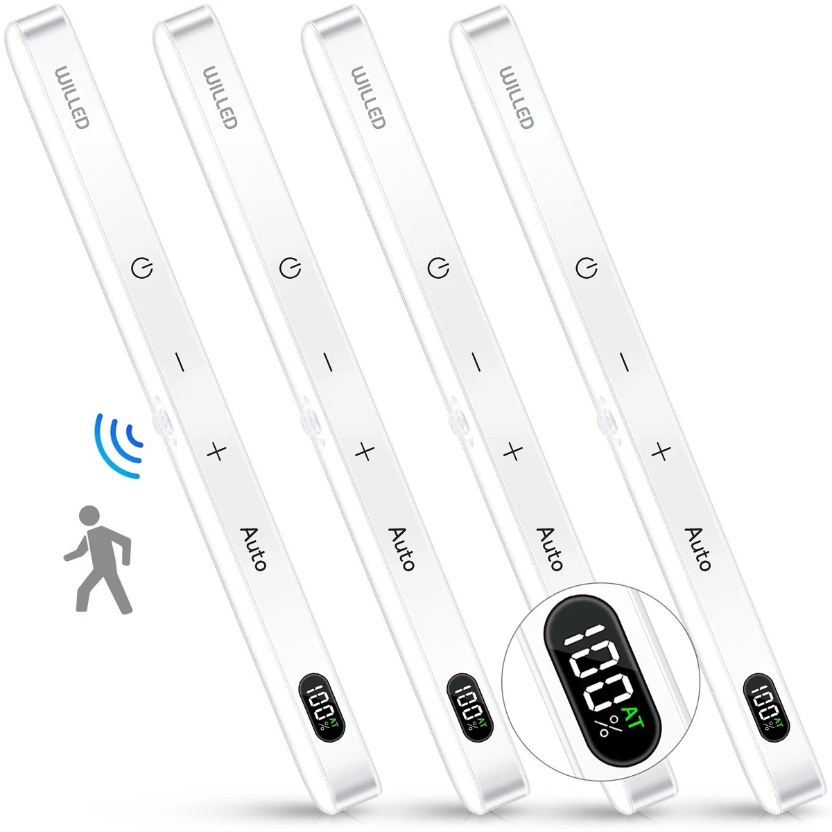 Sensor de Movimiento Luz de Gabinete 60 LED Recargable Inalámbrico Barra Táctil Armario Luz