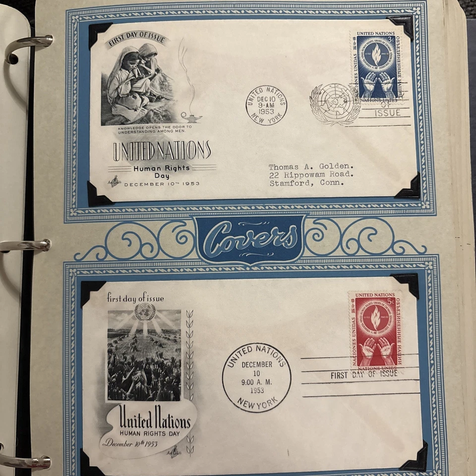 Fundas y estacionarias del primer día de las Naciones Unidas 1951 a 1961+ Foto 4 de 4