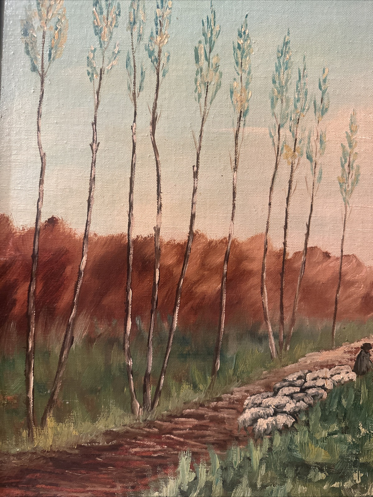 Italian “F . MAZZONCINI” LANDSCAPE  VILLAGE SCENE Oil on Wood Panel Signed