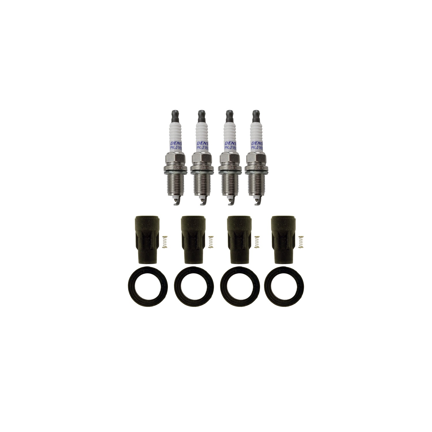 Denso 4 Double Platinum Spark Plugs  NGK 4 Coil Boots Kit for Compass L4