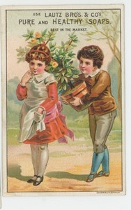 Mr Fancy Cancel Lautz Bros & Co Pure & Healthy Soaps Vintage Ad Card #2026