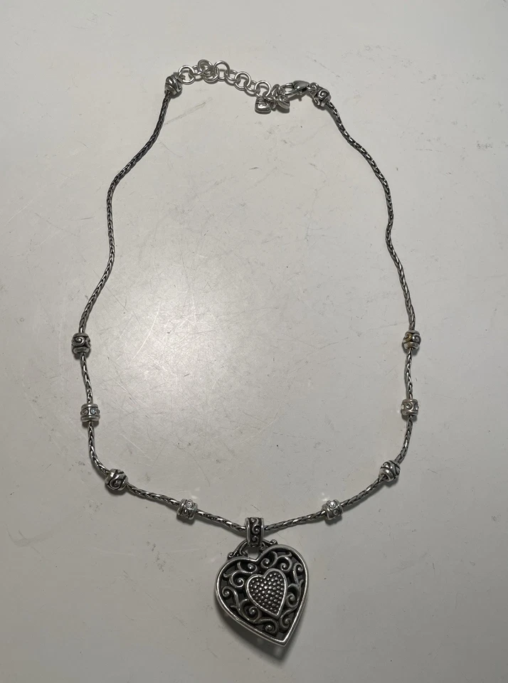 "Collar corazón Brighton reversible estrás tono plata 17"" - 19""" Foto 2 de 3