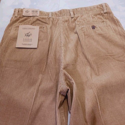 Lord & Taylor Casual Classics 6-Wale Corduroy Tan Cotton Pants Men's Size 36x32 - Picture 12 of 14