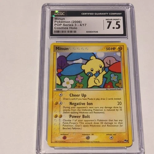 Pokémon Minun CGC 7.5 POP Series 3 Cosmos Holo 4/17 English 2006 50 HP