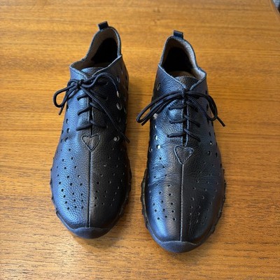 Litfoot Women's Black perforated leather Oxford  lace up shoes LF9010 size 8 38